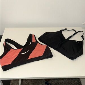 Nike Black and Coral Sports Bra Duo